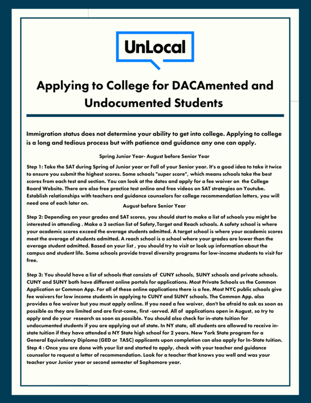 Applying to College for DACAmented and Undocumented Students